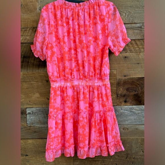 ROBERTSON + RODEO CANDY SHOP POPPY PINK FLORAL SURPLICE RUFFLE DRESS sz M - Picture 4 of 15
